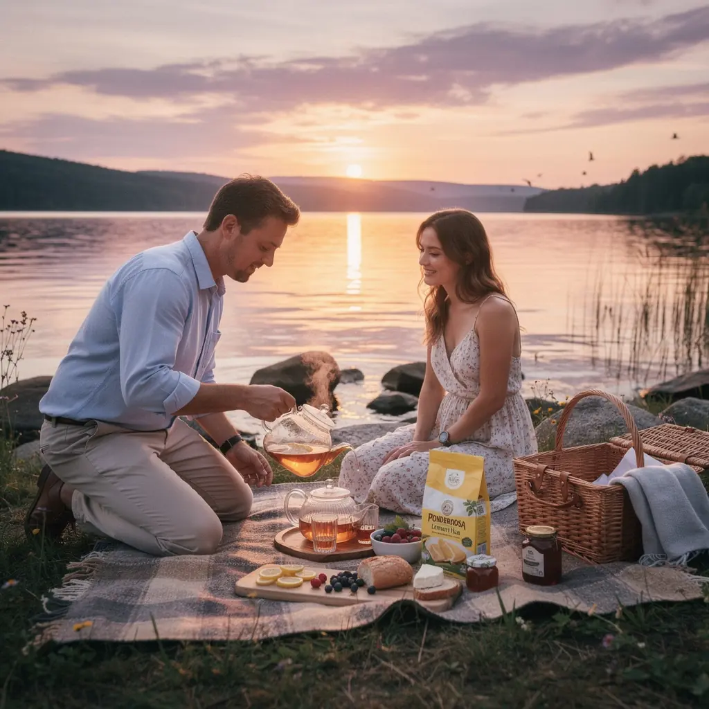 Giant hibritas žydintis, su dideliais geltonais žiedais, ant mėlyno dangaus fono